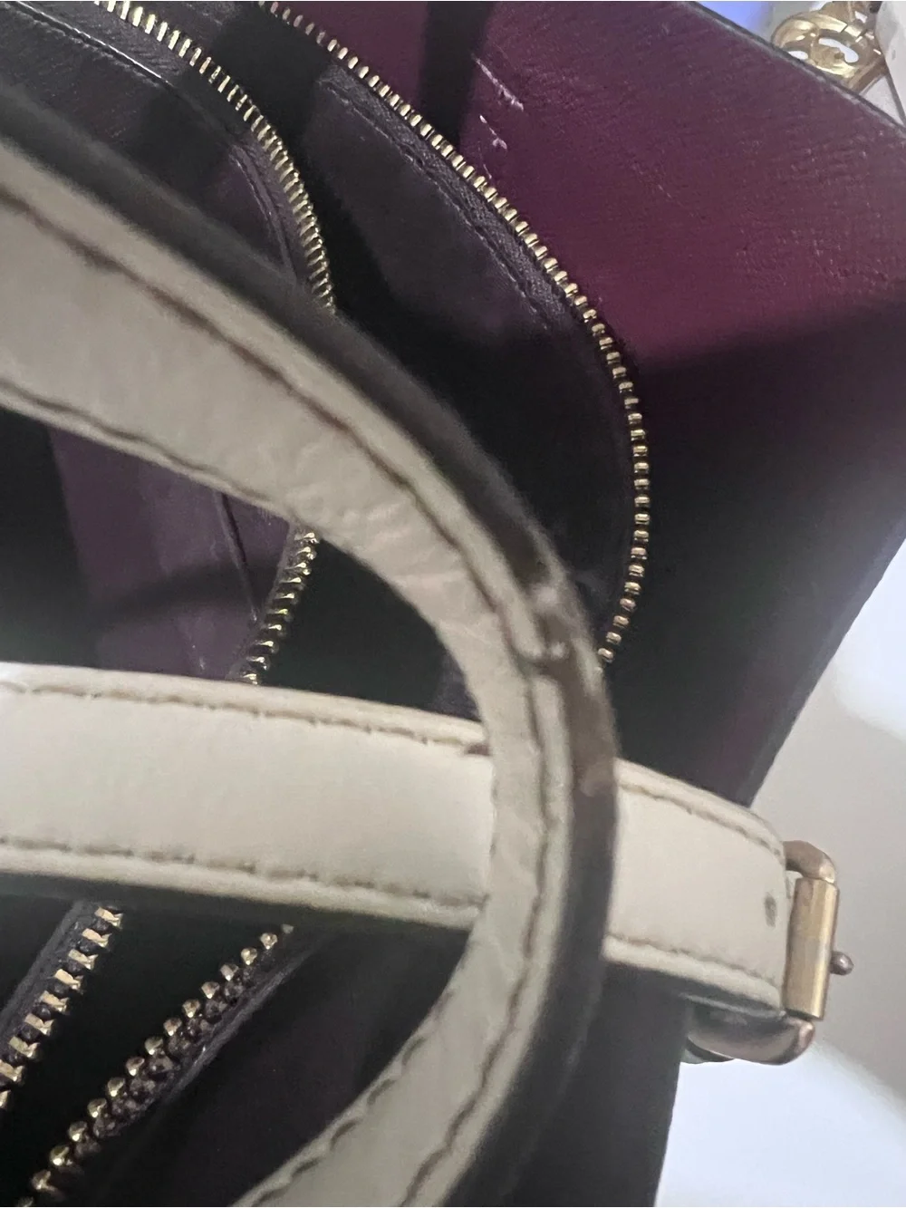 Coach White Signature Tote with Gold Accents
